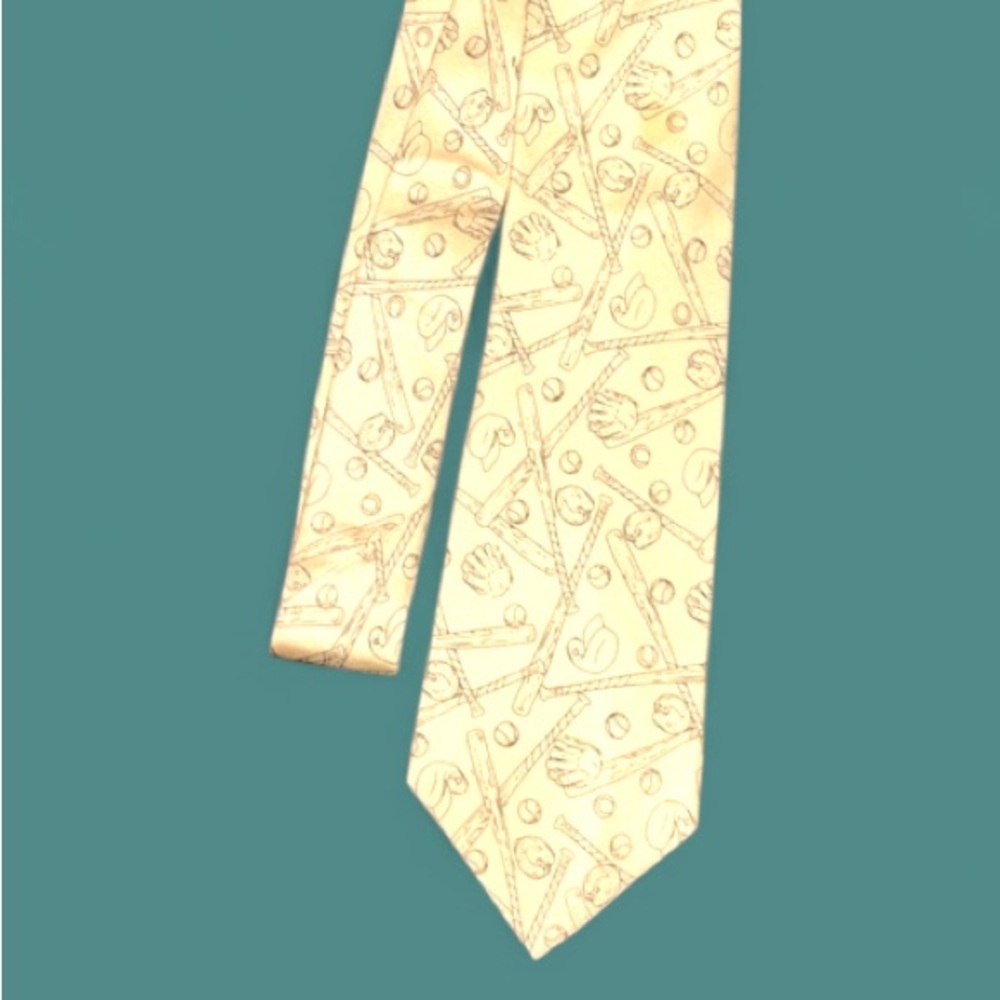 Perry Ellis Tie 100% Silk Boys Baseball‎ Sports 50” Yellow